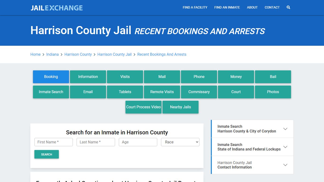 Harrison County Jail Recent Bookings And Arrests - Jail Exchange