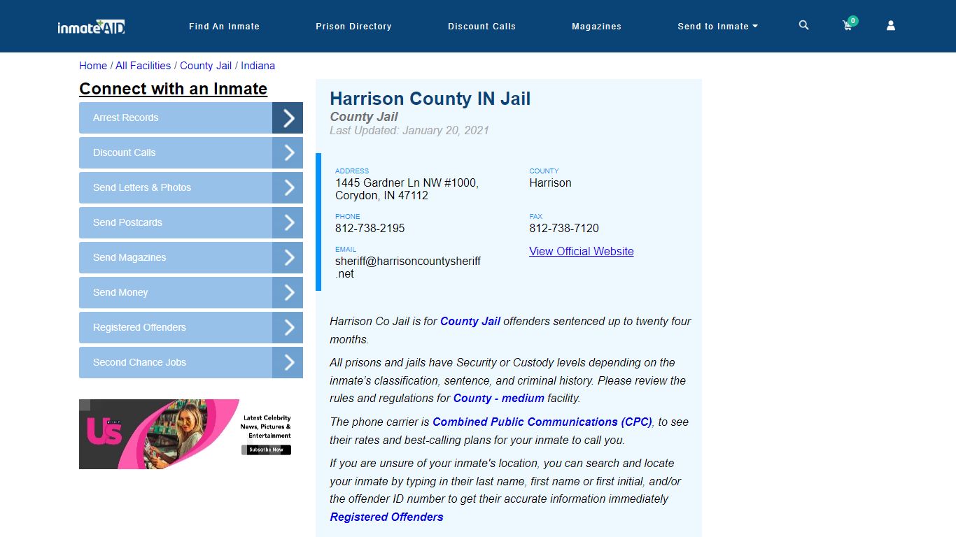 Harrison County IN Jail - Inmate Locator